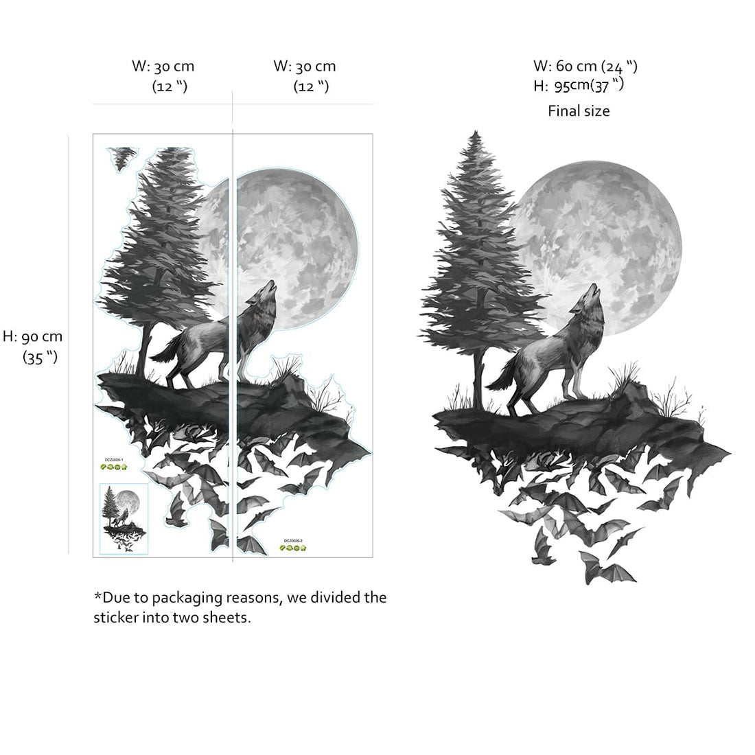 Runtoo Moon Wall Art Stickers - Bedroom & Living Room Kids Nursery Black Wall Decor