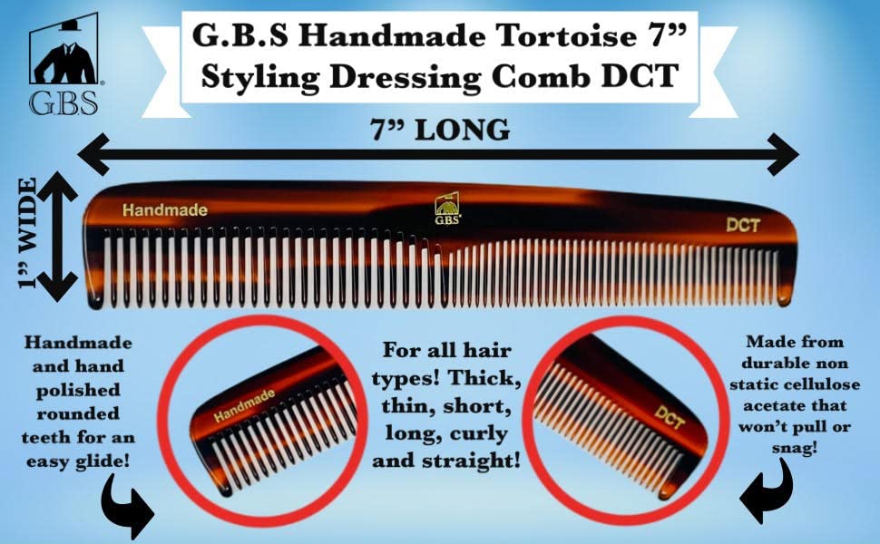 GBS Men's Handmade Anti-Static Tortoise Dressing Hair Comb - 7