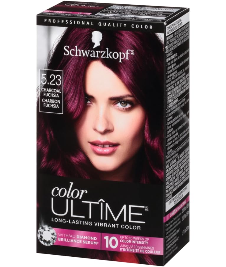 Schwarzkopf Color Ultime Hair Color, 5.23 Charcoal Fuchsia, 1 Application - Permanent Hair Dye for Vivid Color Intensity and Fade-Resistant Shine up to 10 Weeks