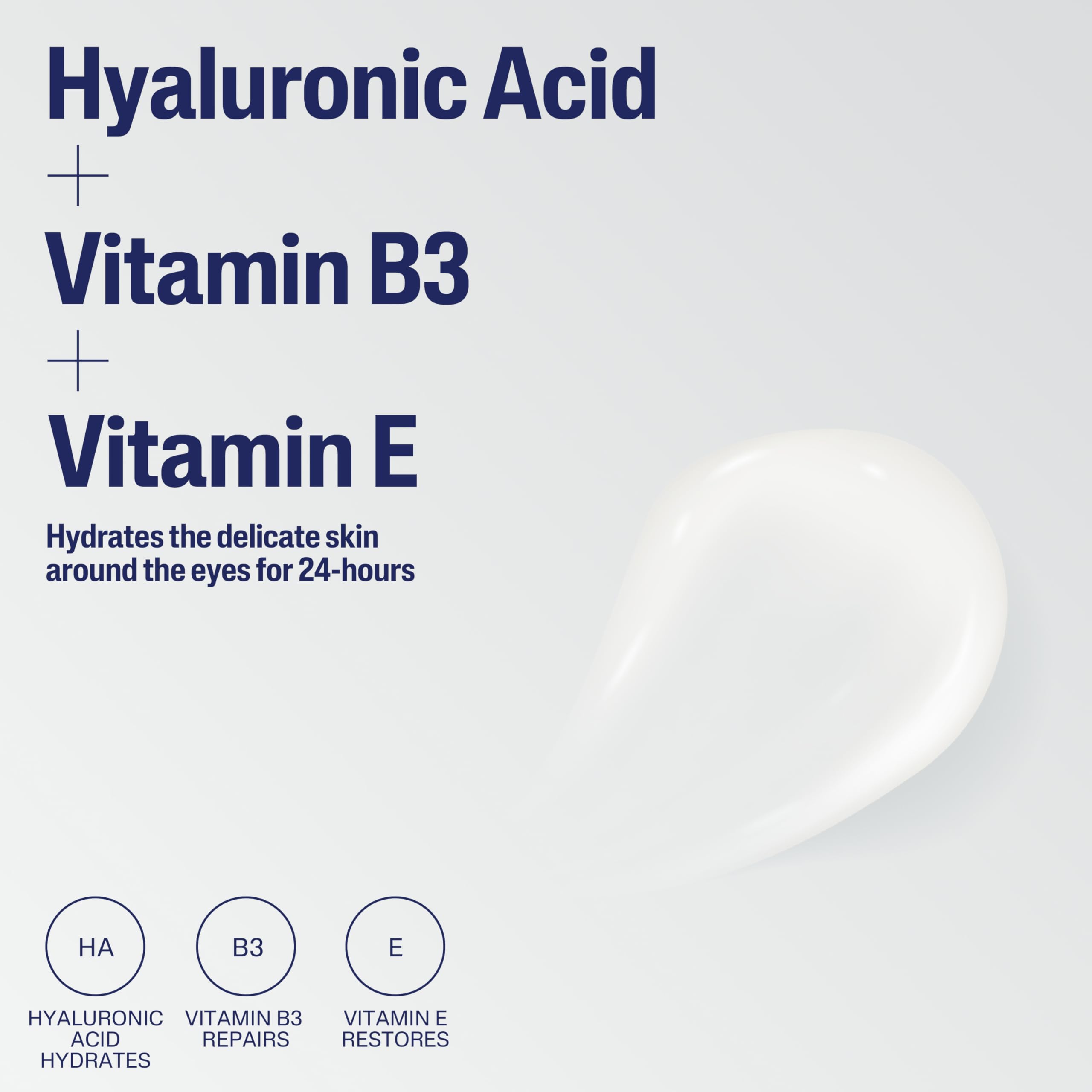 Cetaphil Hydrating Eye Gel-Cream, With Hyaluronic Acid, 0.5 Fl oz, Brightens and Smooths Under Eyes, 24 Hour Hydration for All Skin Types, (Packaging May Vary)