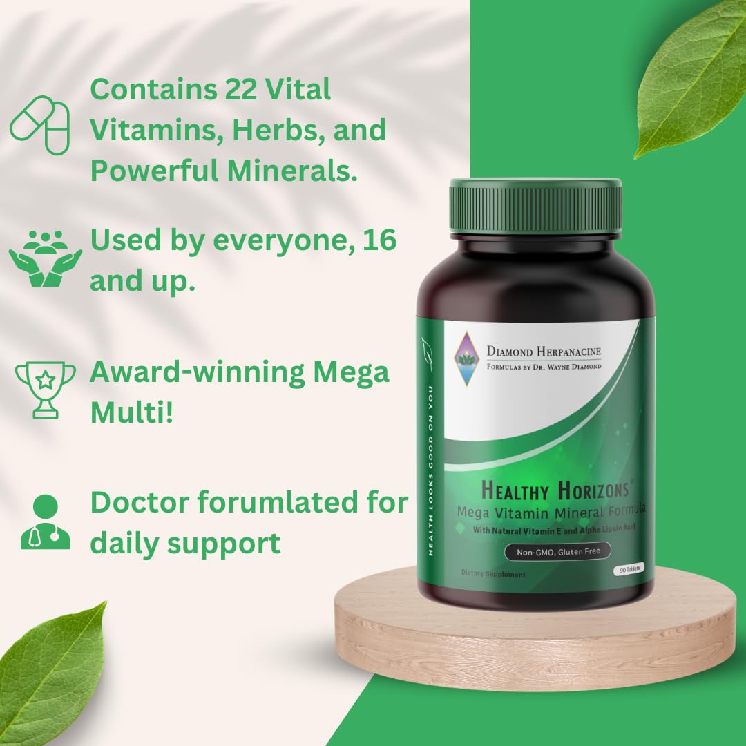 Herpanacine Diamond Healthy Horizons Multivitamin - Natural Multivitamin to Support Stress Relief and Provide Essential Nutrients - Daily Multivitamin for Men and Women - (90 Count)