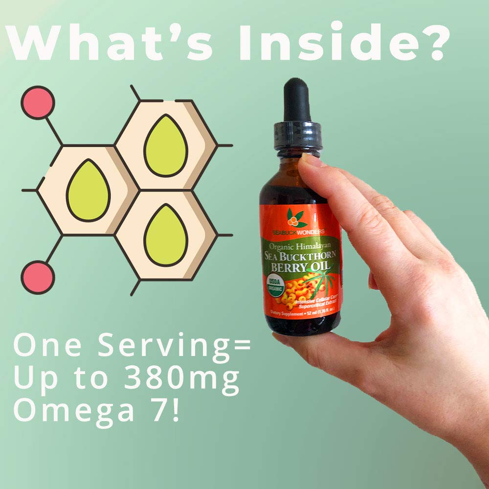 SeabuckWonders Sea Buckthorn Berry Oil, 100% Certified Organic, 1.76 FL OZ Bottle