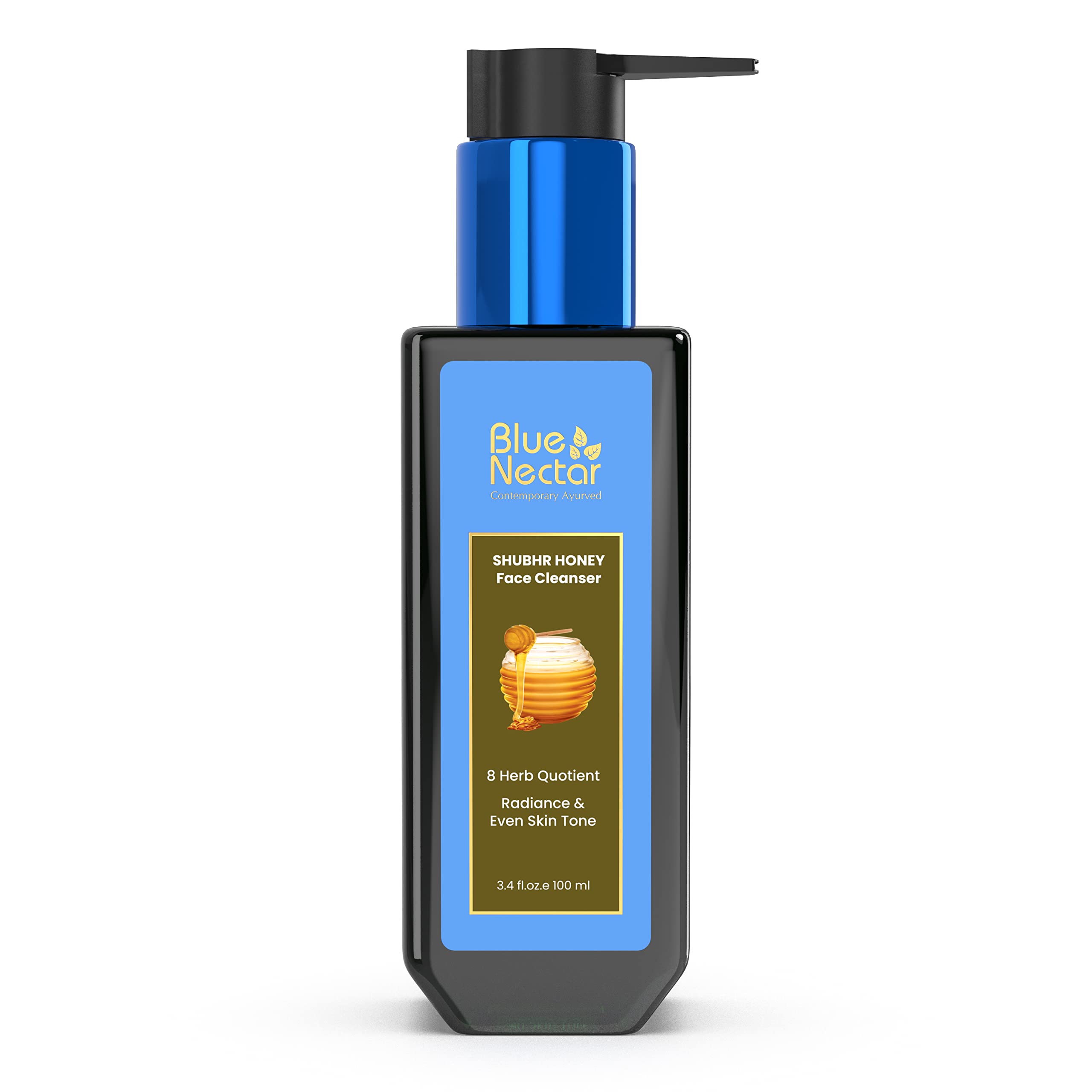 Blue Nectar Ayurvedic Tan Removal Face Wash for Glowing Skin | Honey Aloe Vera Detan Face Wash for Dry Skin, Oily Skin and Combination Skin (8 Herbs, 100ml)