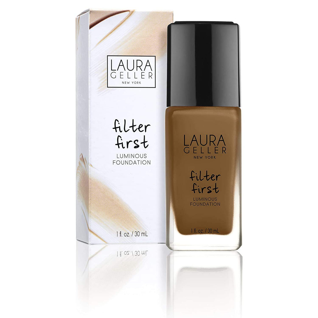 LAURA GELLER NEW YORK Filter First Luminous Liquid Makeup Foundation, Lightweight, Medium to Full Coverage, Non-Settling Formula, Chestnut