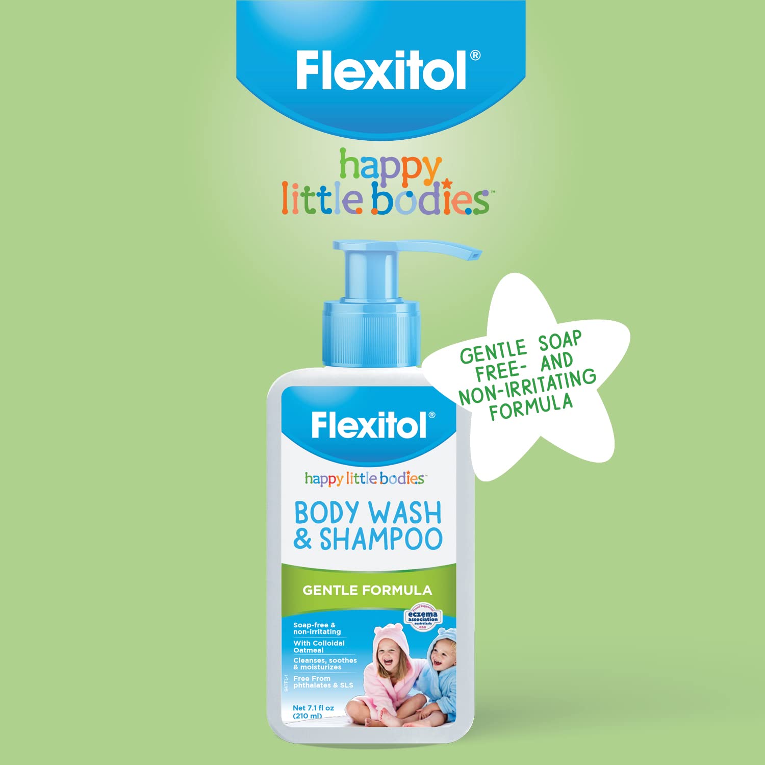 Flexitol Happy Little Bodies Body Wash and Shampoo, Gentle Formula, 7.1 Ounce