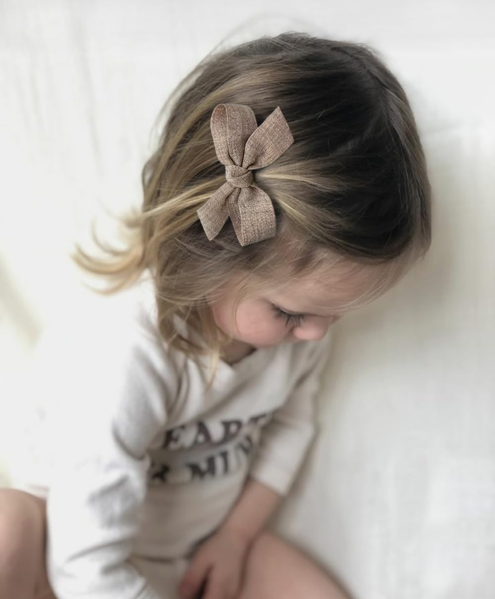 Baby Girls Hair Bows Clips, 10pcs Boutiques Barrettes Fully Lined Alligator Clips Hair Accessories for Infants Toddlers Fine Hair by Cherssy