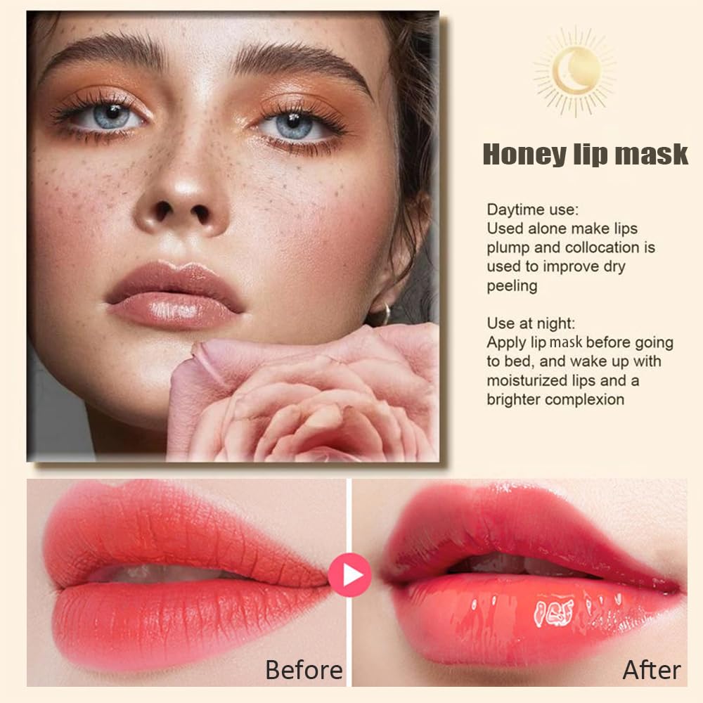 8PCS Bee Lip Balm Honey Pot, Fruit Moisturizing Propolis Lip Mask, Lip Mask Overnight Propolis Moisturizing Lip Balm Hydrating Prevention Dry and Crack Lip Scrubs Exfoliator Lip Wrinkle Care Products