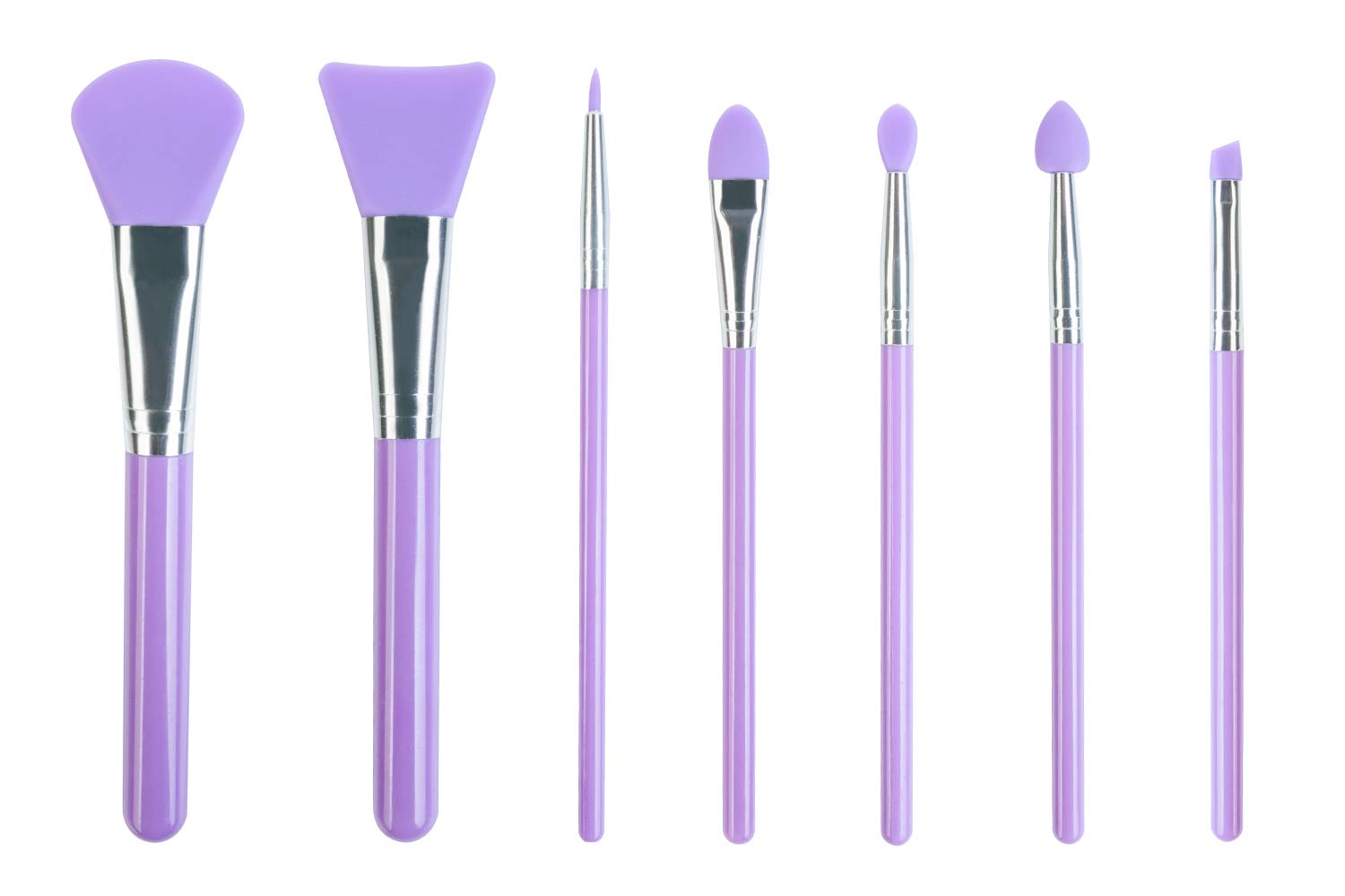 Lormay 7-Piece Silicone Makeup Brush Set: Face Mask, Eyeliner, Eyebrow, Eye Shadow, Lip Cosmetic Bru