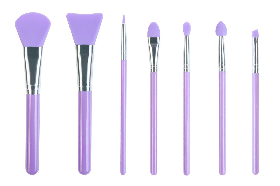 Lormay 7-Piece Silicone Makeup Brush Set: Face Mask, Eyeliner, Eyebrow, Eye Shadow, Lip Cosmetic Bru