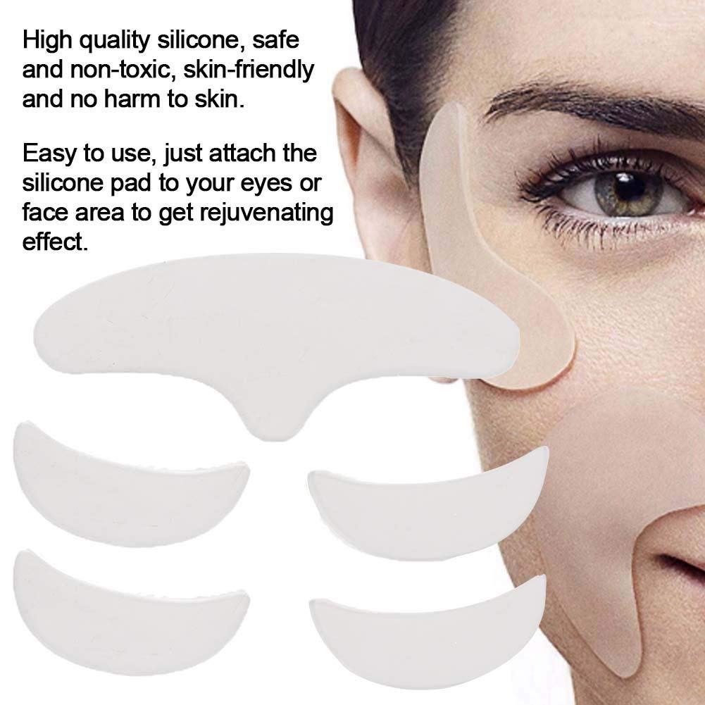 Face Wrinkle Patches, 5Pcs Anti Wrinkle Silicone Patch Pad Skin Lifting Reusable Washable Forehead Eye Face Patch Anti-Ageing for Rejuvenated Skin elasticity
