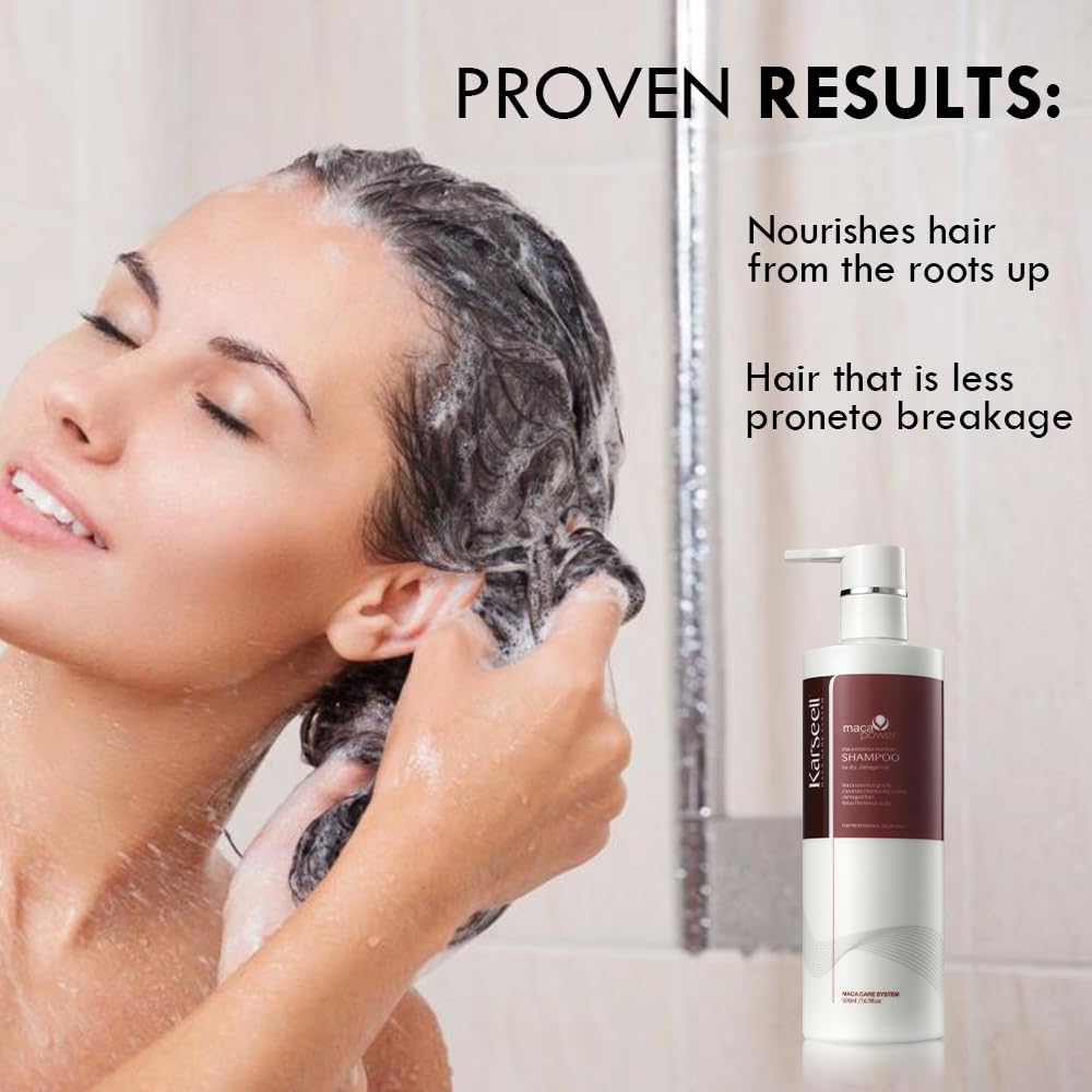 Karseell Shampoo Argan Oil Herbal Extract Moisturizing Deep Repair Conditioning Sulfate Free Shampoo for Dry and Damaged Hair 16.9Oz 500ml