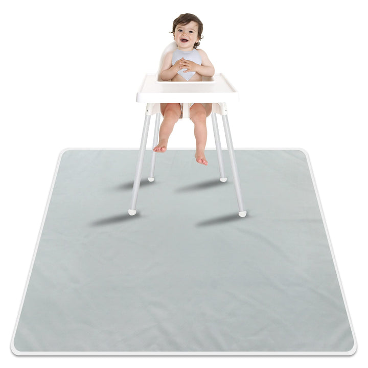 Paw Legend Washable Highchair Splat Floor Mat- Anti-Slip Silicone Spot Splash Mess Mat(53'' X 53'')-Food Catcher Art Craft Leak Proof Mat,Grey