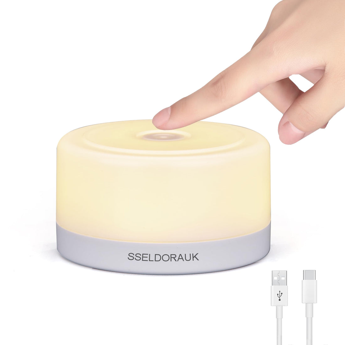 S SELDORAUK Touch Night Lights for Kids with Dimming Function, Rechargeable Nursery Night Light Kit (3000K Warm White 1Pack)