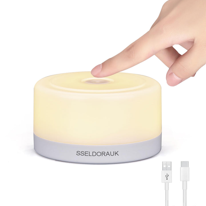 S SELDORAUK Touch Night Lights for Kids with Dimming Function, Rechargeable Nursery Night Light Kit (3000K Warm White 1Pack)