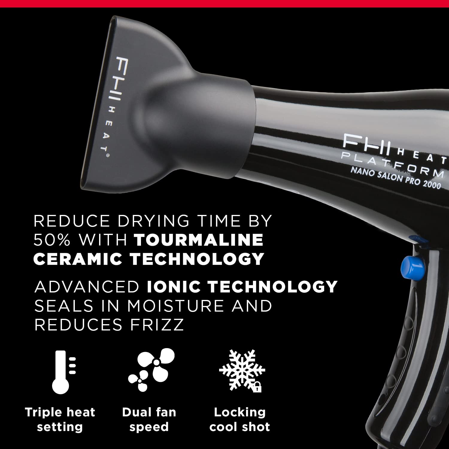 FHI Heat Platform Nano Salon Pro 2000 Powerful Tourmaline Ceramic Hair Dryer