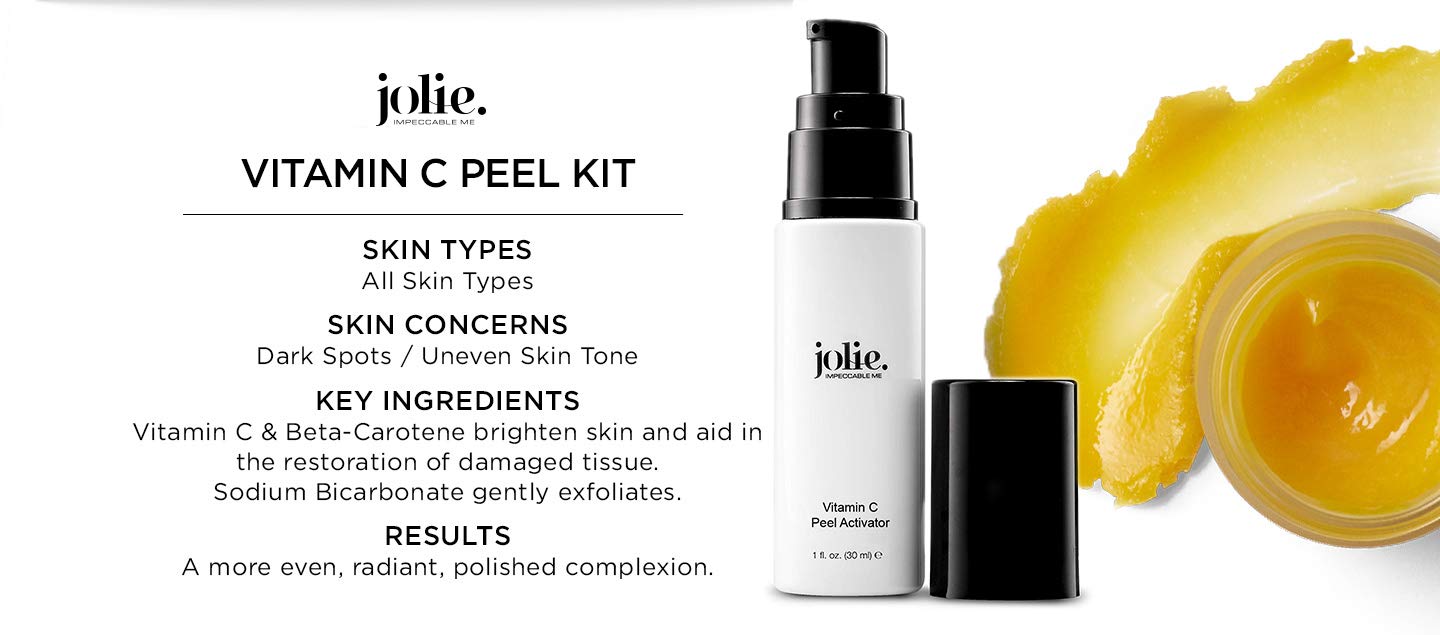 Jolie Professional Vitamin C Peel - Gentle Face Brightening & Illumitating Peeling Treatment System - 2 Step Kit