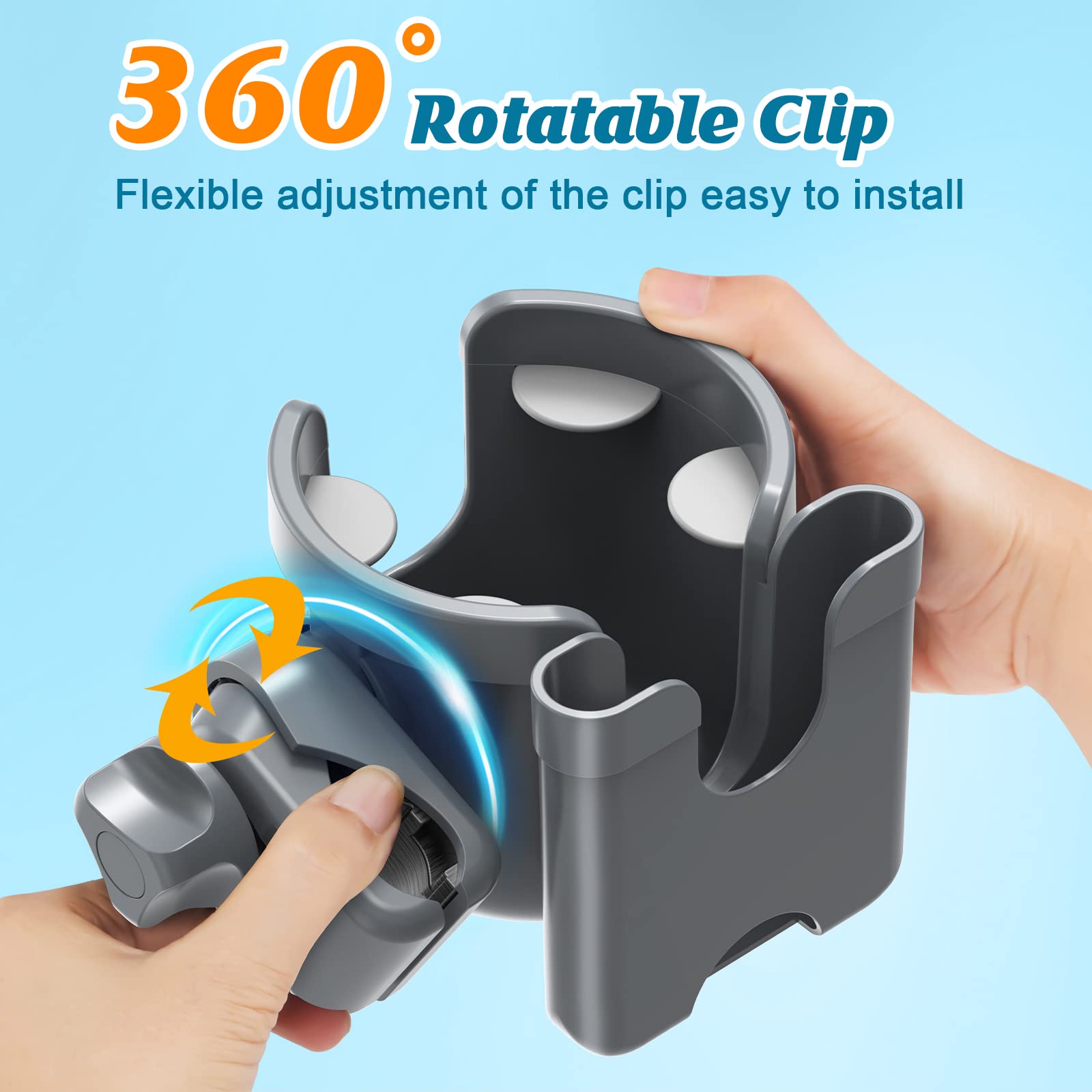 Guiseapue Cup Holder for Walker: Stroller Cup Holder Attachment with Phone Holder, Wheelchair/Stroller Accessories for Uppababy, Nuna, Doona, Rollator, Bike, Scooter, Baby Travel Essential