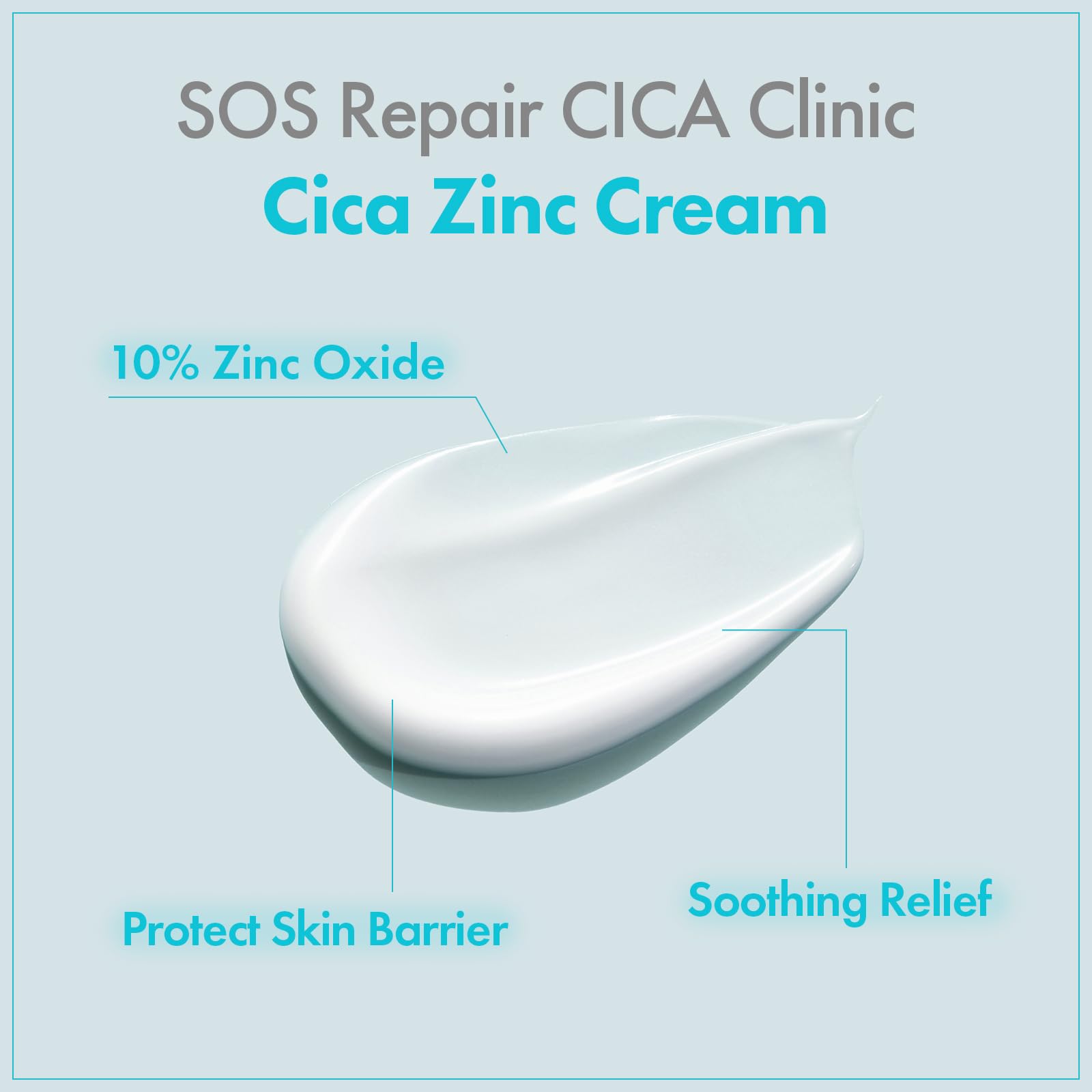TOSOWOONG SOS Repair CICA Clinic Zinc Cream, 100,000ppm Zinc Oxide, Heal, Soothe Acne, Redness, Rosacea, Skin Barrier Repair, Moisture Barrier Cream, Non-Comedogenic, Korean Skin care, 50g, 1.76 oz.