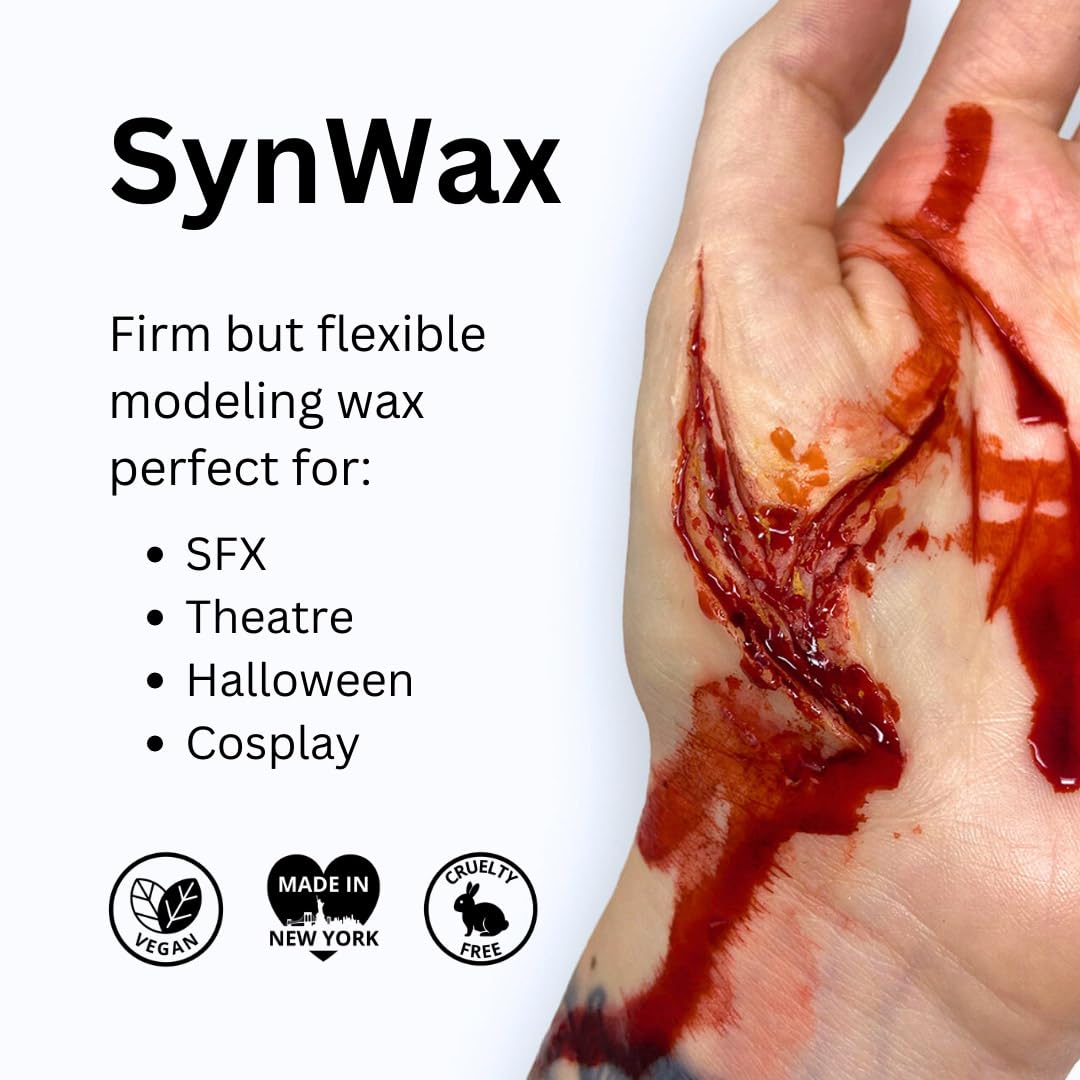 Mehron Makeup SynWax | Firm Modeling Wax for Special FX | Scar Wax SFX Makeup For Fake Scars, Fake Wounds, & Halloween Effects 1.5 oz (42 g)