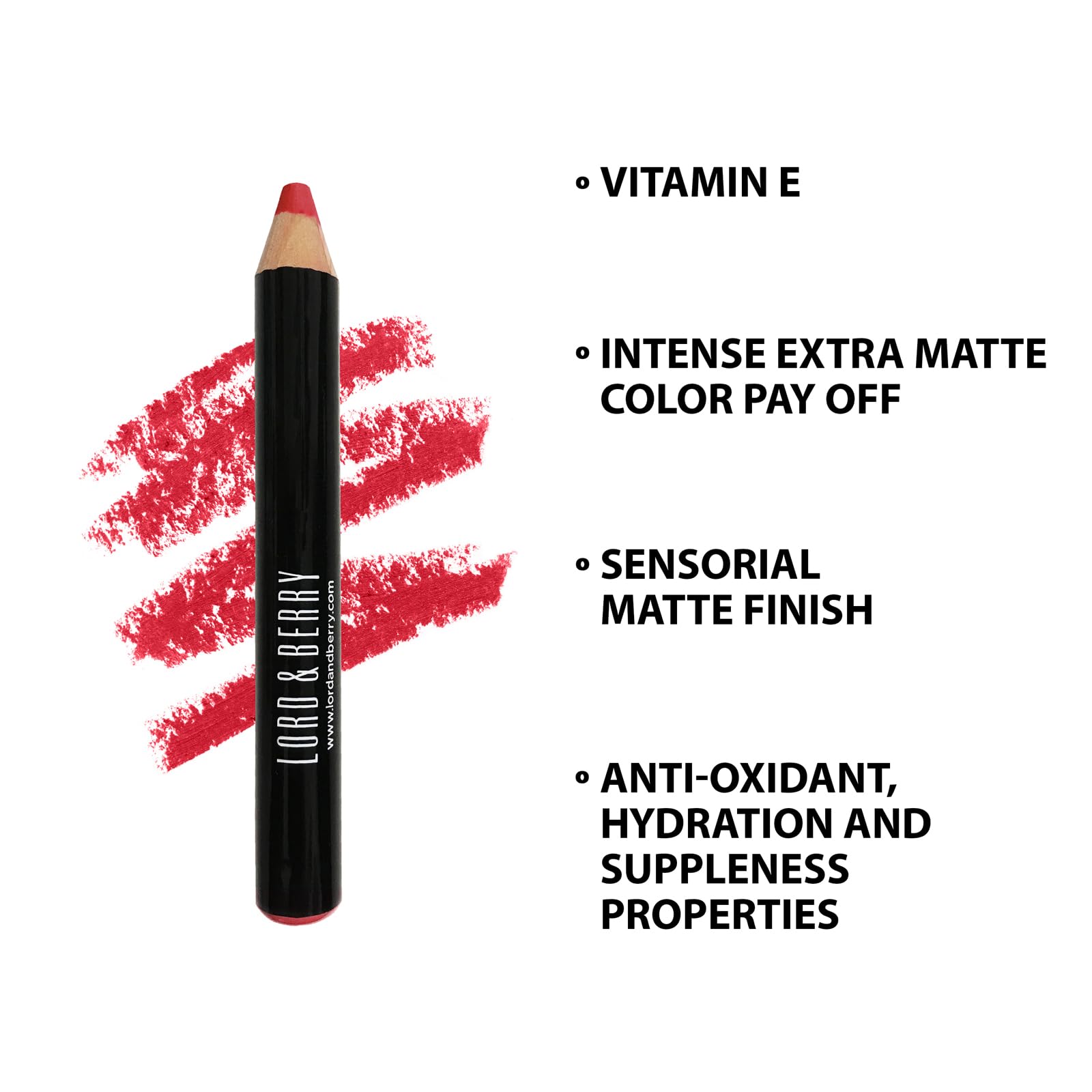 Lord & Berry 20100 MAXIMATTE Jumbo Crayon Lipstick, Hydrating Long Lasting Lip Stick Pencil With Vitamin E, Here-and-Now