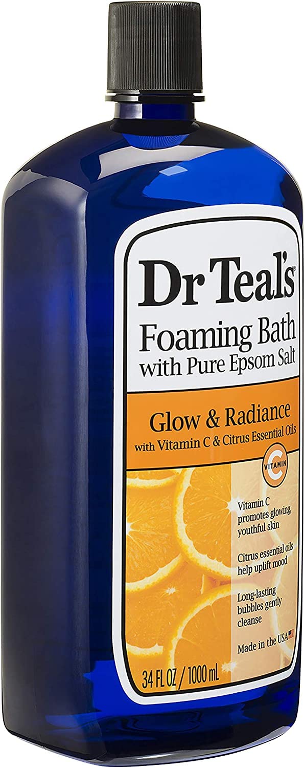 Dr Teal's Foaming Bath Combo Pack (68 fl oz Total), Moisturizing Shea Butter & Almond Oil, and Glow & Radiance with Vitamin C and Citrus Essential Oils