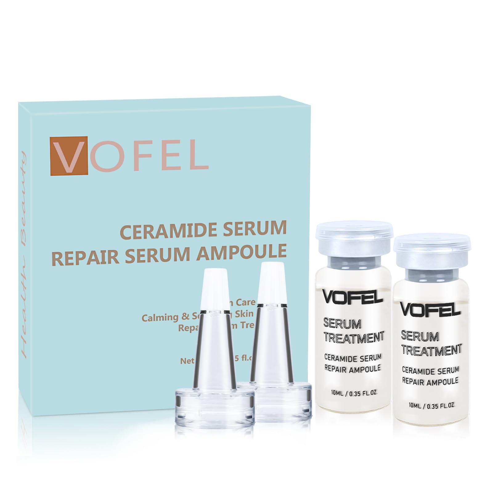 VOFEL Ceramide Serum for Skin Barrier Repair, Hydrating Serum to Reduce Dryness and Wrinkles, 5% Ceramide Face Serum Ampoule Solution 2 Vials
