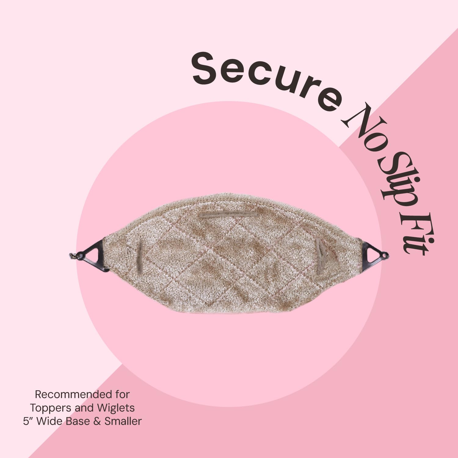 MILANO COLLECTION TopGrip Comfort Band for Small Base Toppers, Adjustable Translucent Strap, Side Openings to Secure Your Wig or Topper, Includes Clips, Beige, Small