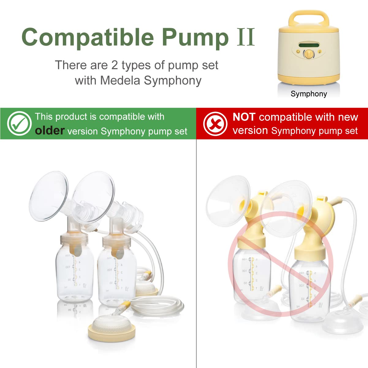 Maymom MyFit Flange Set, Two-Piece Breast Shield (24mm Medium) Connector Valve Membrane Compatible with Medela Breast Pumps (Pump in Style Advanced, Lactina, Symphony) Not Original Medela Pump Parts