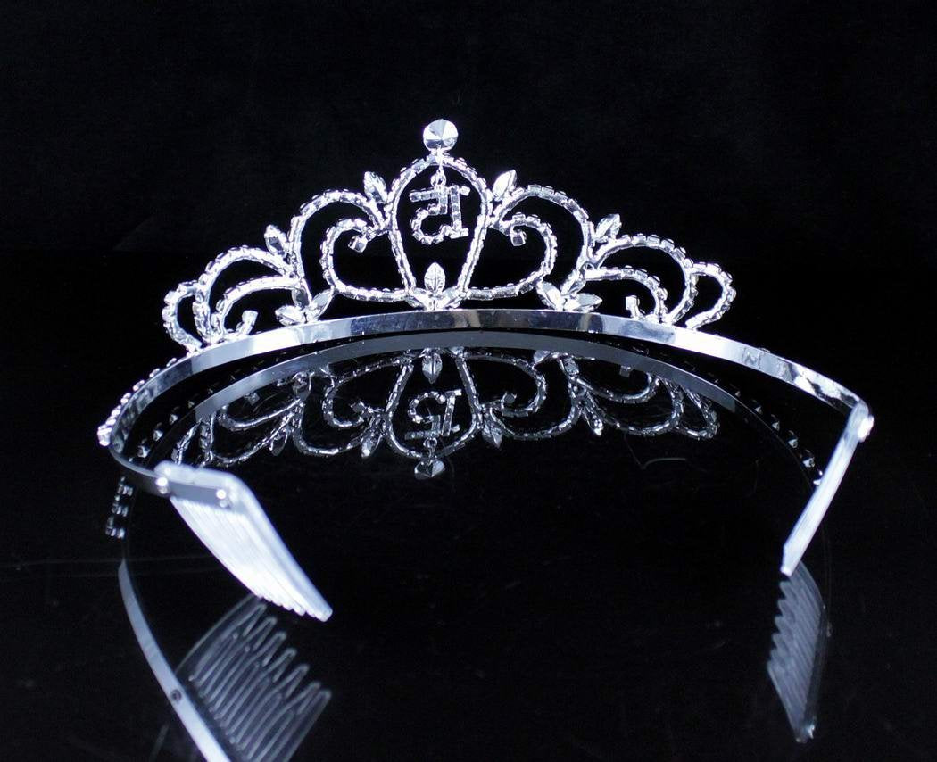 JANEFASHIONS QUINCEANERA 15 FIFTEEN RHIESTONE TIARA CROWN W/ HAIR COMBS BIRTHDAY PARTY T990