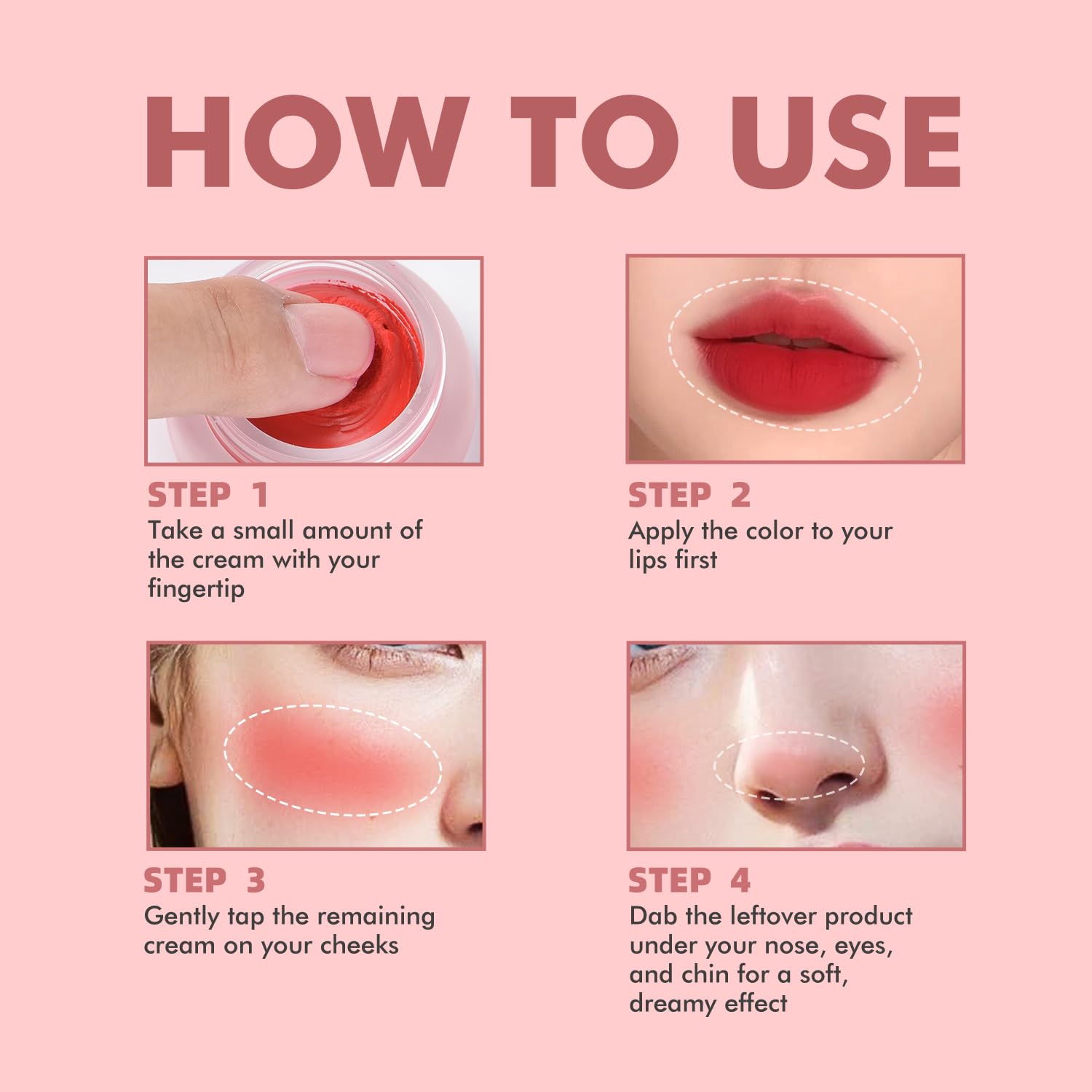 YOUNG VISION Lip & Cheek Pudding Pot – Multi-Use Soft Matte Cream Blush, Buildable Lightweight Formula Lips and Cheeks Tint, 5g/0.17oz