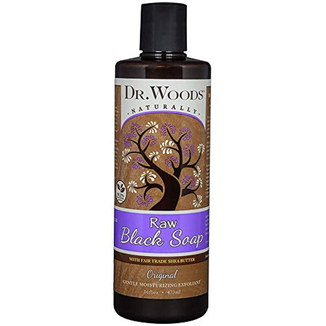 Dr. Woods Raw Black Moisturizing Liquid Castile Soap with Organic Shea Butter, 16 Ounce