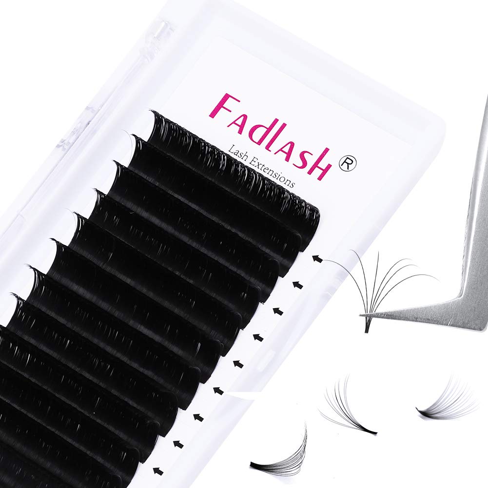 Easy Fan Volume Lash Extensions FADLASH D Curl Volume Fans 8-20mm Length Self Fanning Eyelash Extensions 3D~10D 0.05 0.07mm Eye Lash (0.05-D, Mix 8~14mm)