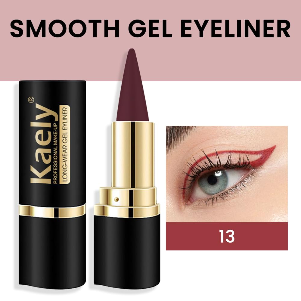evpct 1Pcs Dark Red Gel Eyeliner Pencil Eye Black Face Paint Stick Makeup Set Waterproof Matte Cream Crayon Eyeliner Pencil Set Cat Eye Liners Eyeshadow Guide delineador de ojos contra el agua