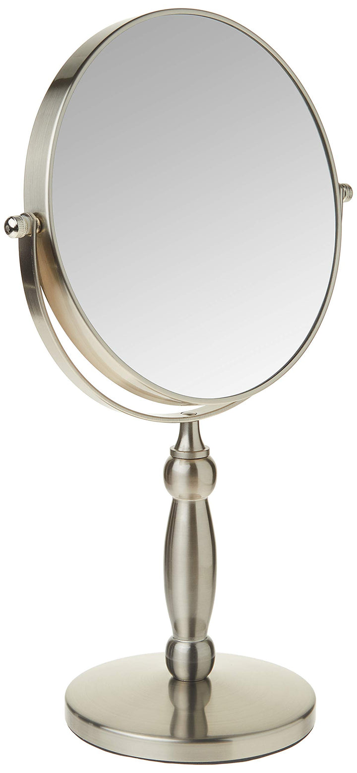 Floxite Dual sided 1x and 15x Vanity Mirror, Brushed Nickel