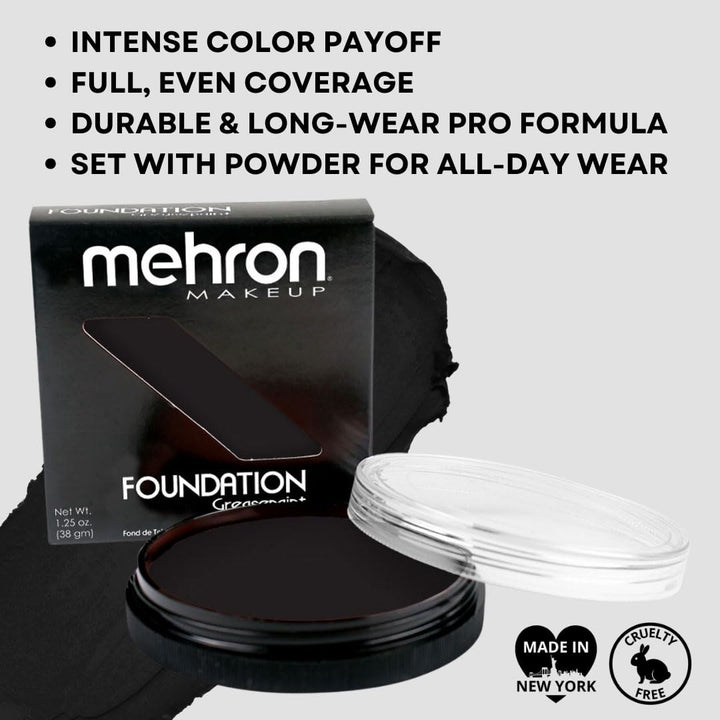 Mehron Makeup Foundation Greasepaint, BLACK - 1.25oz