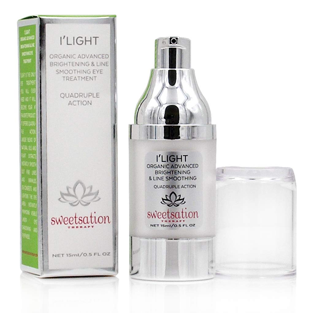 ILight Organic Advanced Illuminating and Line Smoothing Eye Treatment, The BEST Eye Cream For Dark Circles, Puffiness and Fine lines. With Caffeine, Caviar, Arnica, CoQ10 and Reishi. 0.5oz