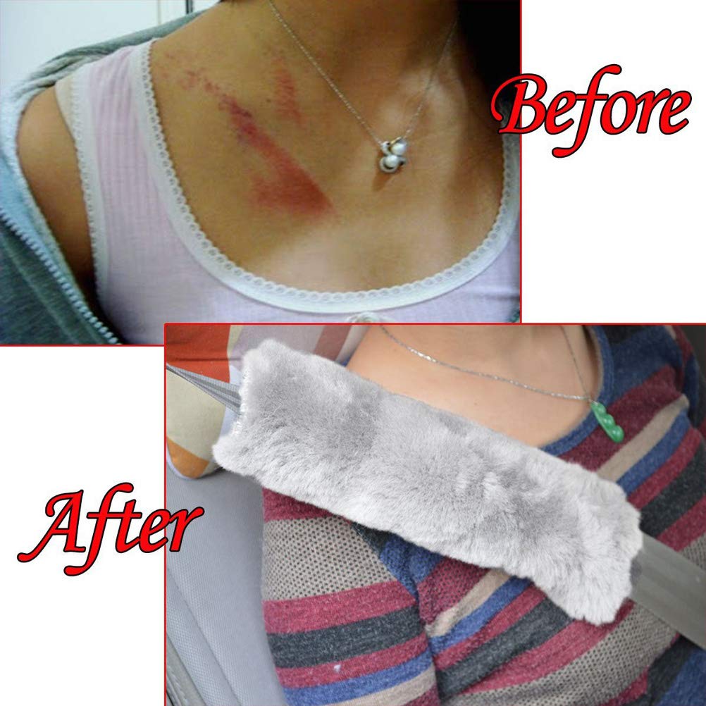 SUNTRADE Soft Faux Car Seat Belt Cover Pad,Car Safety Seat Belt Strap Shoulder Pad for Adults and Children,Suitable for Car Seat Belt,Backpack,Shoulder Bag,Set of 2 (Gray)