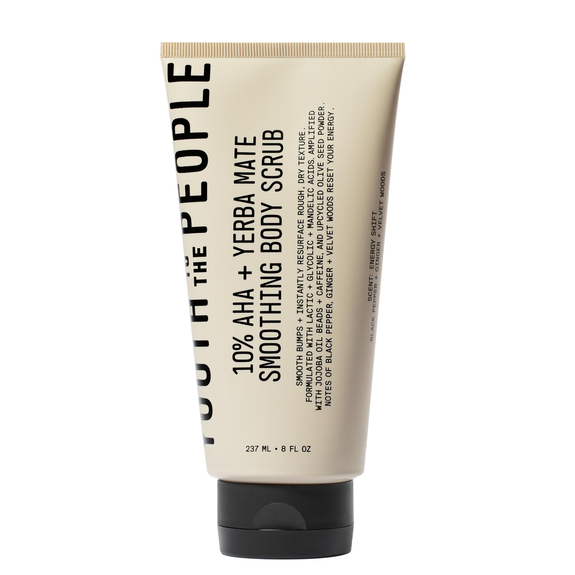 Youth To The People 10% AHA + Yerba Mate Smoothing Energy Body Scrub (8 fl oz), Exfoliates Rough Texture + Dry Skin, Suitable for Sensitive + Keratosis Pilaris Skin, Vegan