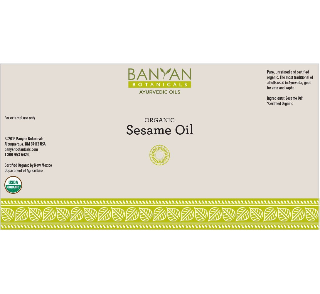 Banyan Botanicals Sesame Oil, 34 oz - USDA Organic - Pure & Unrefined - Ayurvedic Oil for Hair, Skin, & Oil Pulling