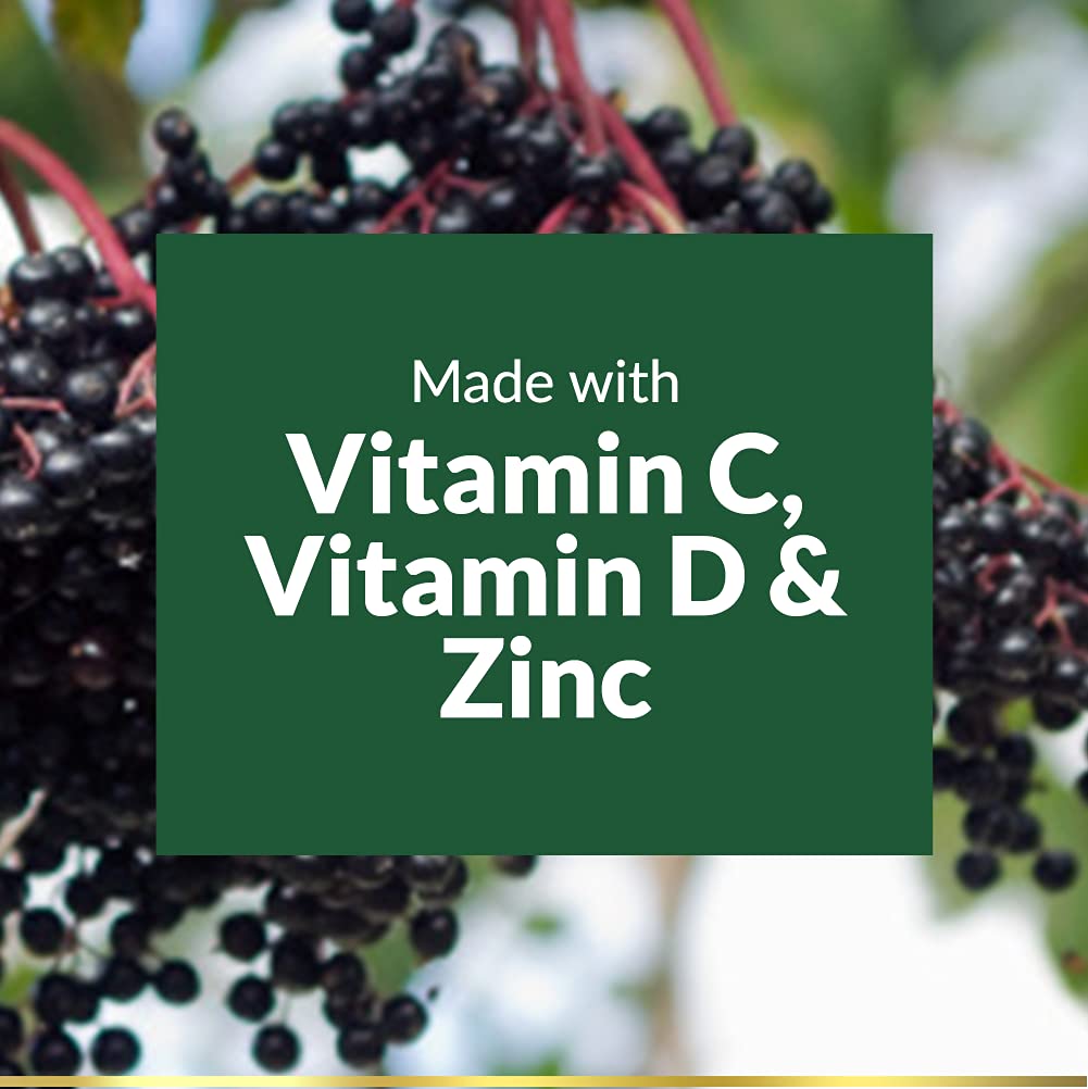 Nature's Bounty Elderberry Gummies, Dietary Supplement, Supports Immune Health, Contains Vitamin A, C, D, E and Zinc, 100 mg, 70 Gummies