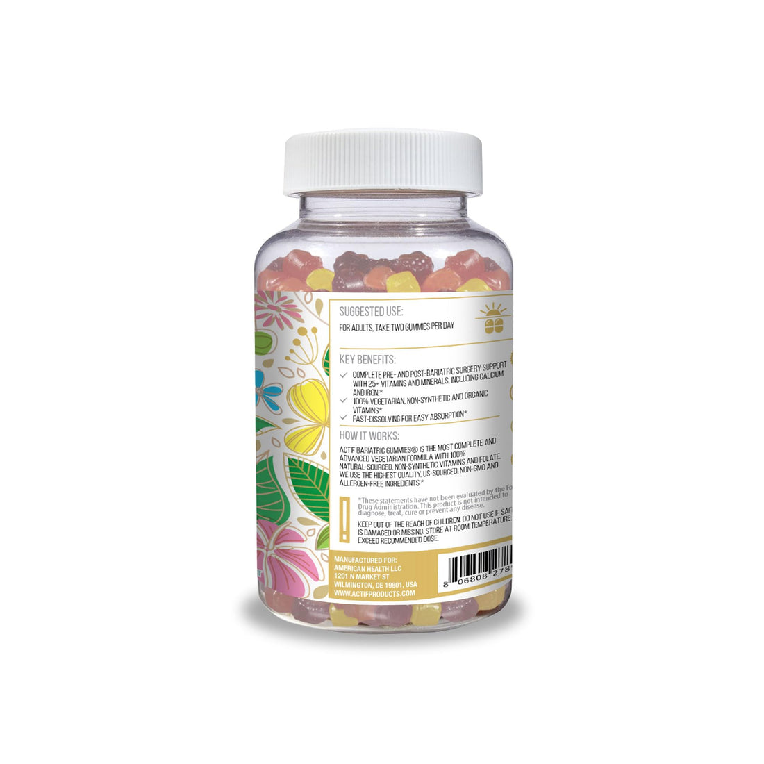 ACTIF Organic Bariatric Gummies with 25+ Organic Vitamins and Minerals for Bariatric Surgery and Weight Loss, Advanced Formula - 90 Count