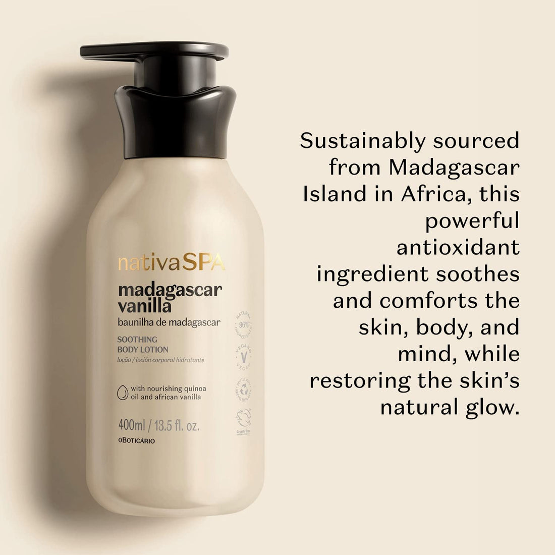 Linha Nativa Spa (Baunilha de Madasgacar) Boticario - Locao Hidratante Corporal 400 Ml - (Boticario Nativa Spa (Madagascar Vanilla) Collection - Body Moisturizing Lotion 13.52 Fl Oz)