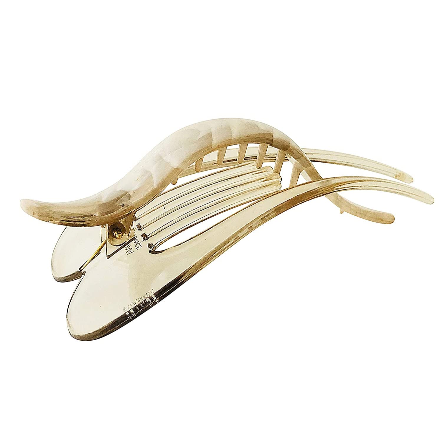 Parcelona French Pelican Ivory Cream Celluloid Acetate 5 Inch Salon Hinge Hair Claw Clip Slide in Secure Grip Clamp Clutcher for Fine and Long Hair