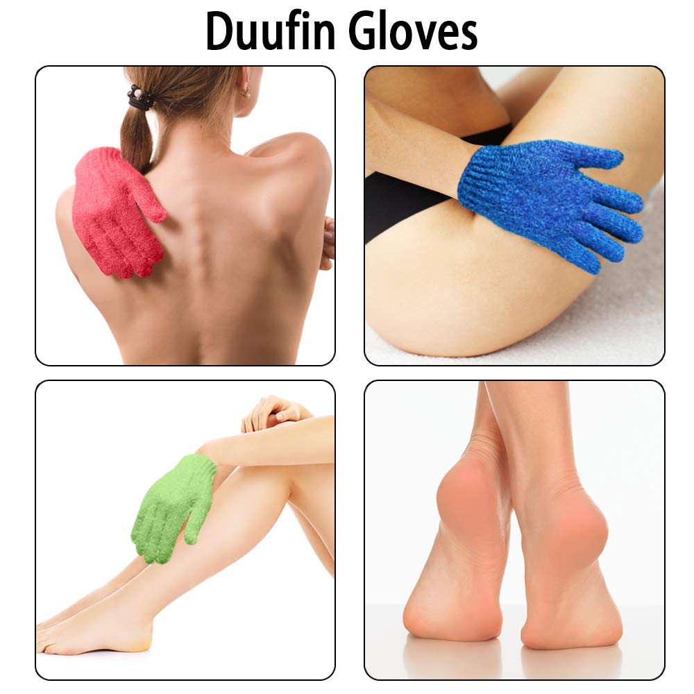 Duufin 14 Pairs Exfoliating Gloves Bath Gloves Body Wash Mitt Scrubbing Exfoliator Glove for Shower, Spa, Massage, Body Scrub, Dead Skin Cell Remover