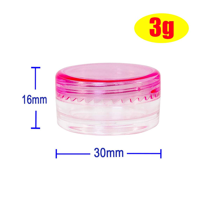 GreatforU Pink: 50Pcs, 3G 3Ml Small Jars, Bpa Free, Cosmetic Sample Empty Plastic Container, Round Pot Pink Screw Cap Lid, for Makeup, Eye Shadow, Nails, Powder, Jewelry, Gems, Beads, Free