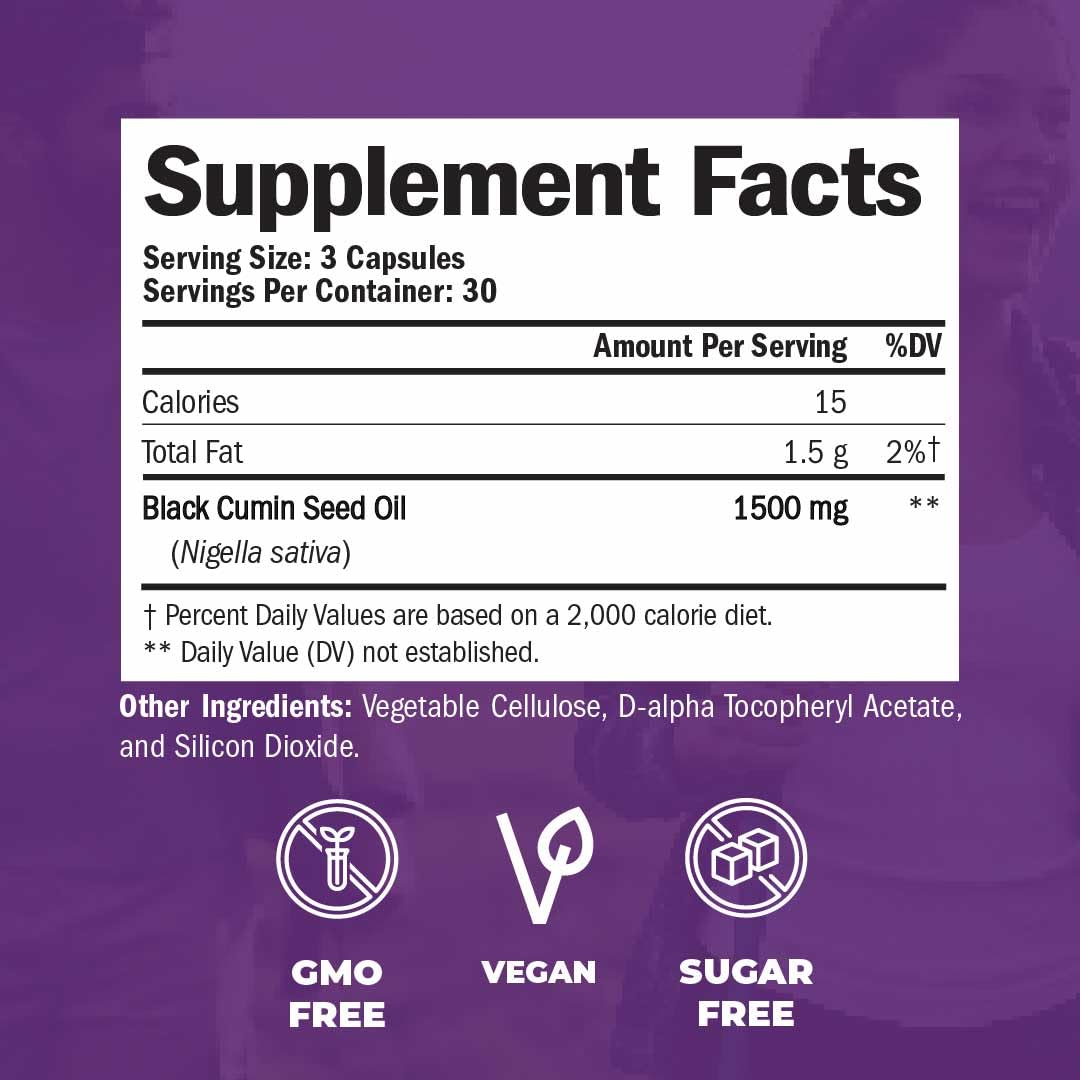 Black Seed Oil Capsules | Cold Pressed Blackseed Oil. Provides Vitamin E & Omega 3 6 9. High Potency (1500mg) for Immune Support, Antioxidants, Digestion, Hair Skin and Nails. Vegan. Non-GMO. 90 Caps