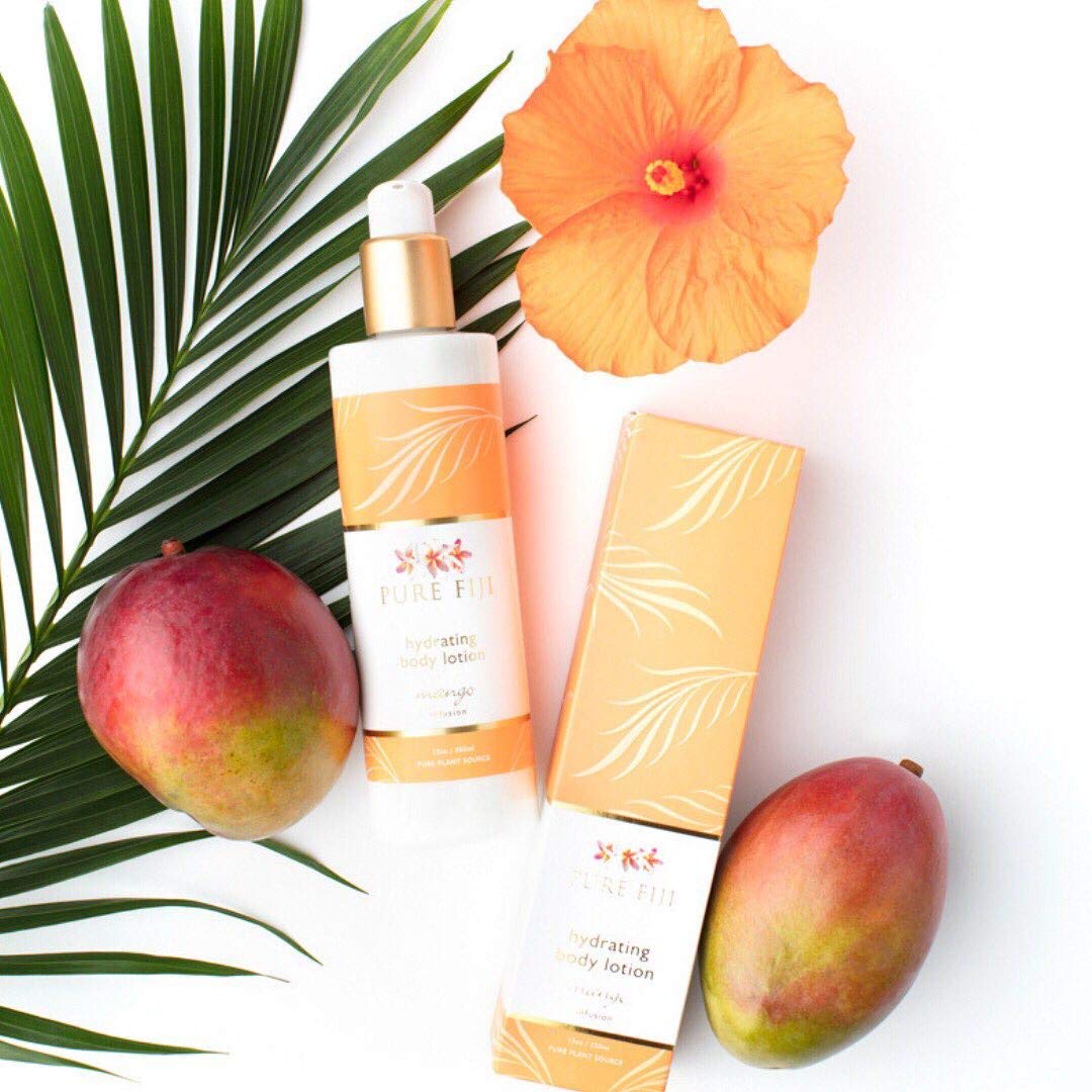 PURE FIJI Body Lotion Hydrating - Moisturizing Lotion for Dry Skin with Coconut Milk and Vitamin E, Organic Body Lotion For Women and Men, Mango Scent, 12 oz