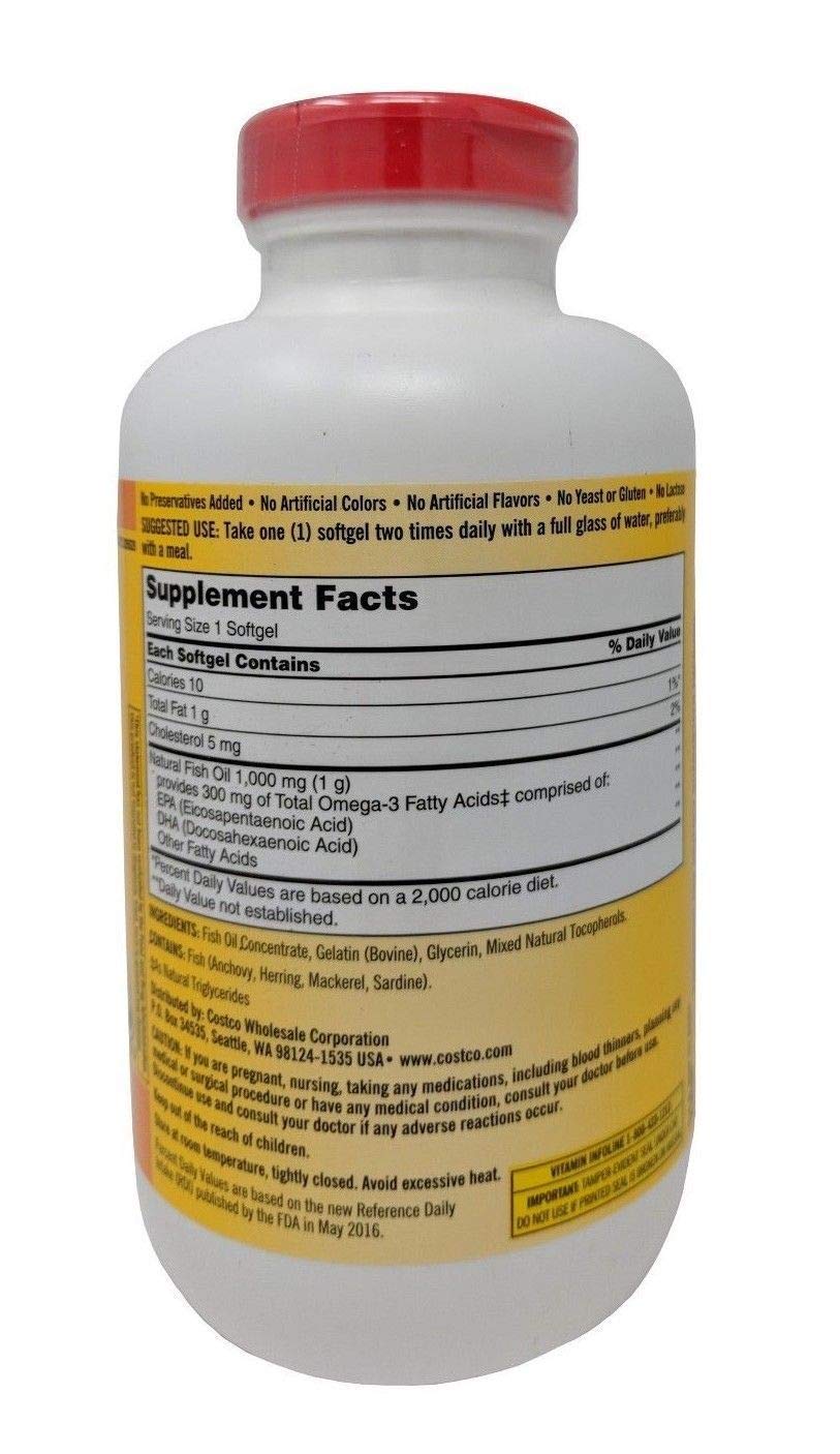 Kirkland Signature Fish Oil Concentrate with Omega-3 Fatty Acids, 400 Softgels, 1000mg