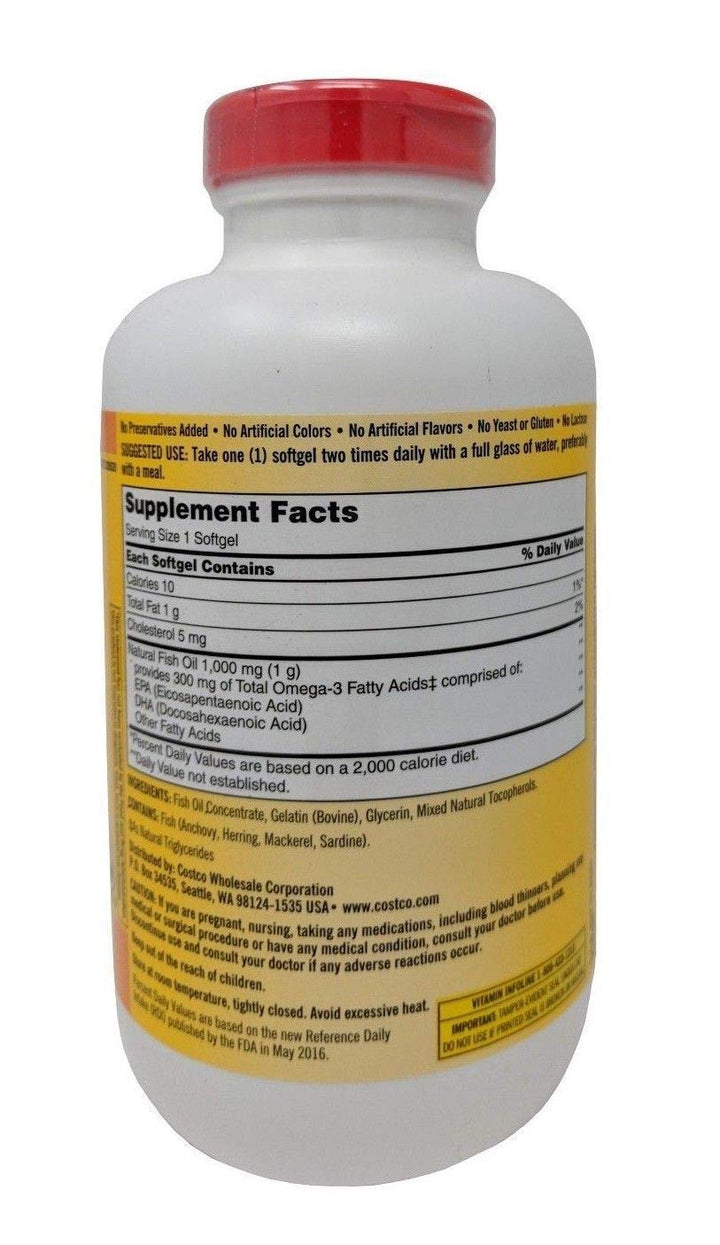 Kirkland Signature Fish Oil Concentrate with Omega-3 Fatty Acids, 400 Softgels, 1000mg