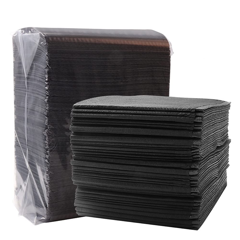 lasenersm 25 Pieces Disposable Tattoo Bibs 3 Ply Dental Bibs Patient Bibs Tattoo Table Covers Clean Pad Tattoo Tray Covers Tattoo Table Mat Tattoo Supplies(Black)